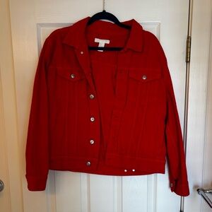 H&M red jean jacket